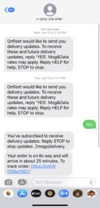 Delivered cannabis home delivery text update